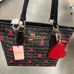 Juicy Couture Black and Red Heart Tote Bag